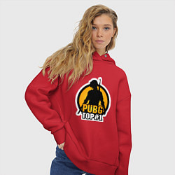 Толстовка оверсайз женская PUBG Top 1, цвет: красный — фото 2