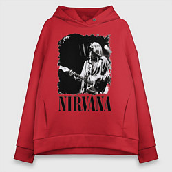 Толстовка оверсайз женская Black Nirvana, цвет: красный