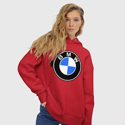 Толстовка оверсайз женская Logo BMW, цвет: красный — фото 2