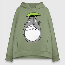 Толстовка оверсайз женская Totoro с зонтом, цвет: авокадо