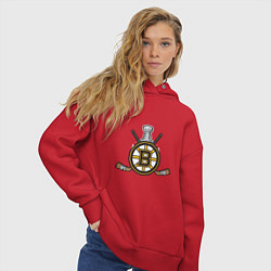Толстовка оверсайз женская Boston Bruins Hockey, цвет: красный — фото 2