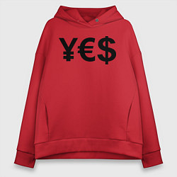 Толстовка оверсайз женская YE$, цвет: красный