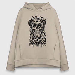 Толстовка оверсайз женская Slayer Skulls, цвет: миндальный