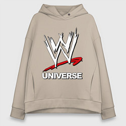 Толстовка оверсайз женская WWE universe, цвет: миндальный