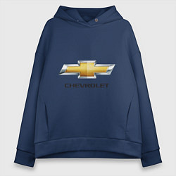 Толстовка оверсайз женская Chevrolet логотип, цвет: тёмно-синий