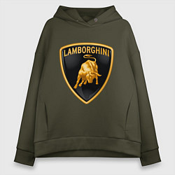 Толстовка оверсайз женская Lamborghini logo, цвет: хаки