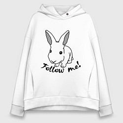 Толстовка оверсайз женская Rabbit: follow me, цвет: белый