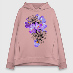 Толстовка оверсайз женская Krokus Flower, цвет: пыльно-розовый