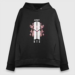 Толстовка оверсайз женская BTS: Army Sakura, цвет: черный
