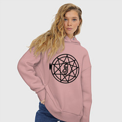 Толстовка оверсайз женская Slipknot Pentagram, цвет: пыльно-розовый — фото 2