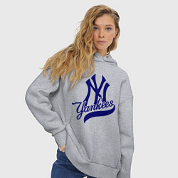 Толстовка оверсайз женская NY - Yankees, цвет: меланж — фото 2