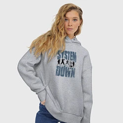 Толстовка оверсайз женская System of a Down большое лого, цвет: меланж — фото 2