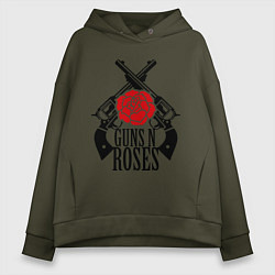 Толстовка оверсайз женская Guns n Roses: guns, цвет: хаки