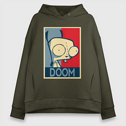 Толстовка оверсайз женская Doom Zim, цвет: хаки