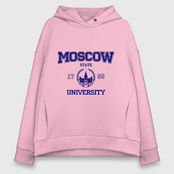 Толстовка оверсайз женская MGU Moscow University цвета светло-розовый — фото 1