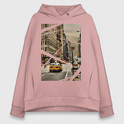 Толстовка оверсайз женская NY Taxi, цвет: пыльно-розовый