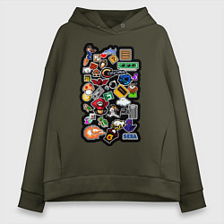 Женское худи оверсайз Стикеры 8бит