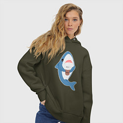 Толстовка оверсайз женская Hype Shark, цвет: хаки — фото 2