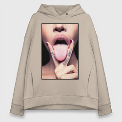 Толстовка оверсайз женская Кунилингус, цвет: миндальный