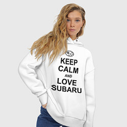 Толстовка оверсайз женская Keep Calm & Love Subaru, цвет: белый — фото 2