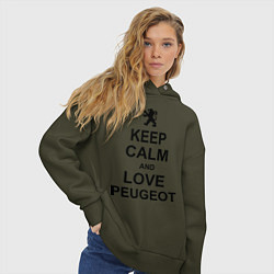Толстовка оверсайз женская Keep Calm & Love Peugeot, цвет: хаки — фото 2