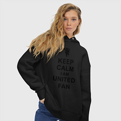 Толстовка оверсайз женская Keep Calm & United fan, цвет: черный — фото 2