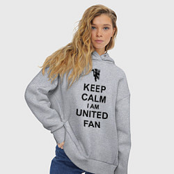 Толстовка оверсайз женская Keep Calm & United fan, цвет: меланж — фото 2