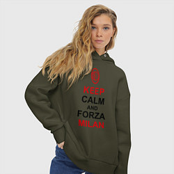 Толстовка оверсайз женская Keep Calm & Forza Milan, цвет: хаки — фото 2