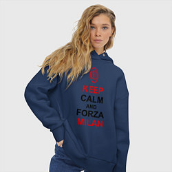 Толстовка оверсайз женская Keep Calm & Forza Milan, цвет: тёмно-синий — фото 2