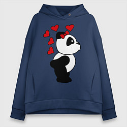 Толстовка оверсайз женская Поцелуй панды: для нее, цвет: тёмно-синий