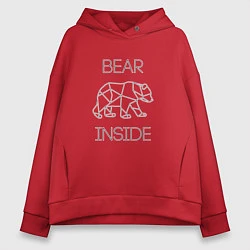 Толстовка оверсайз женская Bear Inside, цвет: красный