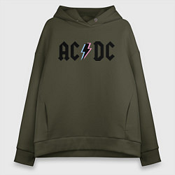 Толстовка оверсайз женская AC/DC, цвет: хаки