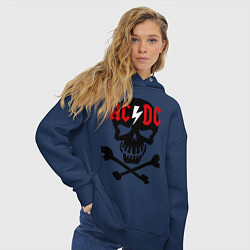 Толстовка оверсайз женская AC/DC Skull, цвет: тёмно-синий — фото 2