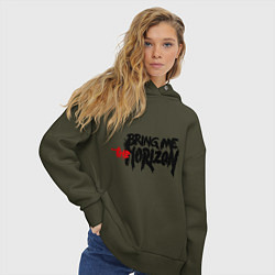 Толстовка оверсайз женская Bring me the horizon, цвет: хаки — фото 2