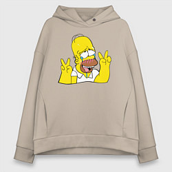 Толстовка оверсайз женская Homer Ahegao, цвет: миндальный