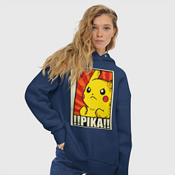 Толстовка оверсайз женская Pikachu: Pika Pika, цвет: тёмно-синий — фото 2