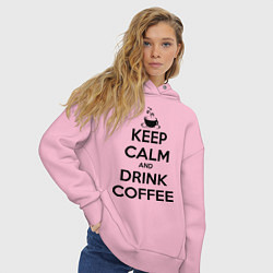 Толстовка оверсайз женская Keep Calm & Drink Coffee, цвет: светло-розовый — фото 2