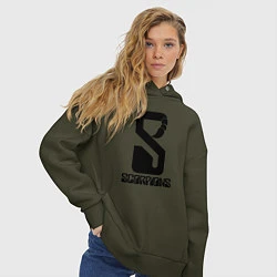 Толстовка оверсайз женская Scorpions logo, цвет: хаки — фото 2