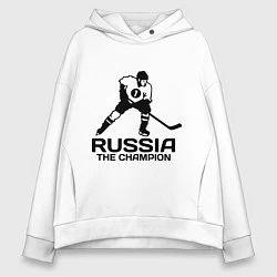 Женское худи оверсайз Russia: Hockey Champion