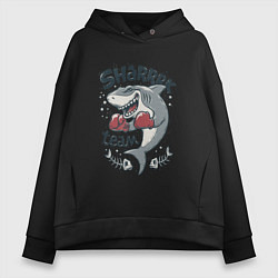 Толстовка оверсайз женская Shark Team, цвет: черный