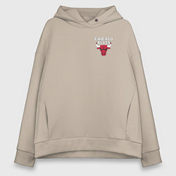 Толстовка оверсайз женская CHICAGO BULLS НА СПИНЕ, цвет: миндальный