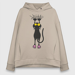 Женское худи оверсайз Висящий кот