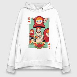 Толстовка оверсайз женская Матрешка, цвет: белый