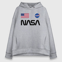 Толстовка оверсайз женская NASA НАСА, цвет: меланж