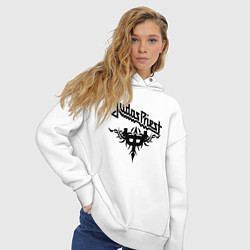 Толстовка оверсайз женская Judas priest, цвет: белый — фото 2