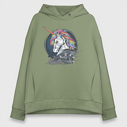 Женское худи оверсайз Единорог Rock