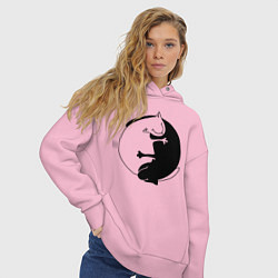 Толстовка оверсайз женская Инь-Янь Коты, цвет: светло-розовый — фото 2