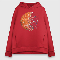 Толстовка оверсайз женская BasketBall, цвет: красный