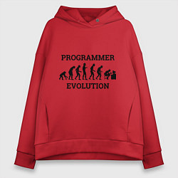 Толстовка оверсайз женская Эволюция программиста, цвет: красный