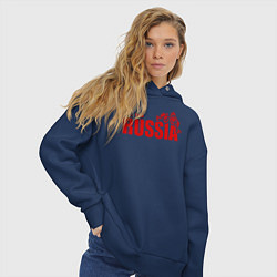 Толстовка оверсайз женская Russia, цвет: тёмно-синий — фото 2